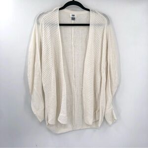 OLD NAVY Knit Cardigan Sweater Slouchy White Ivory Open Large Ribbed Knit Women